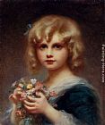 Edouard Cabane Canvas Paintings - Girl With Flowers
